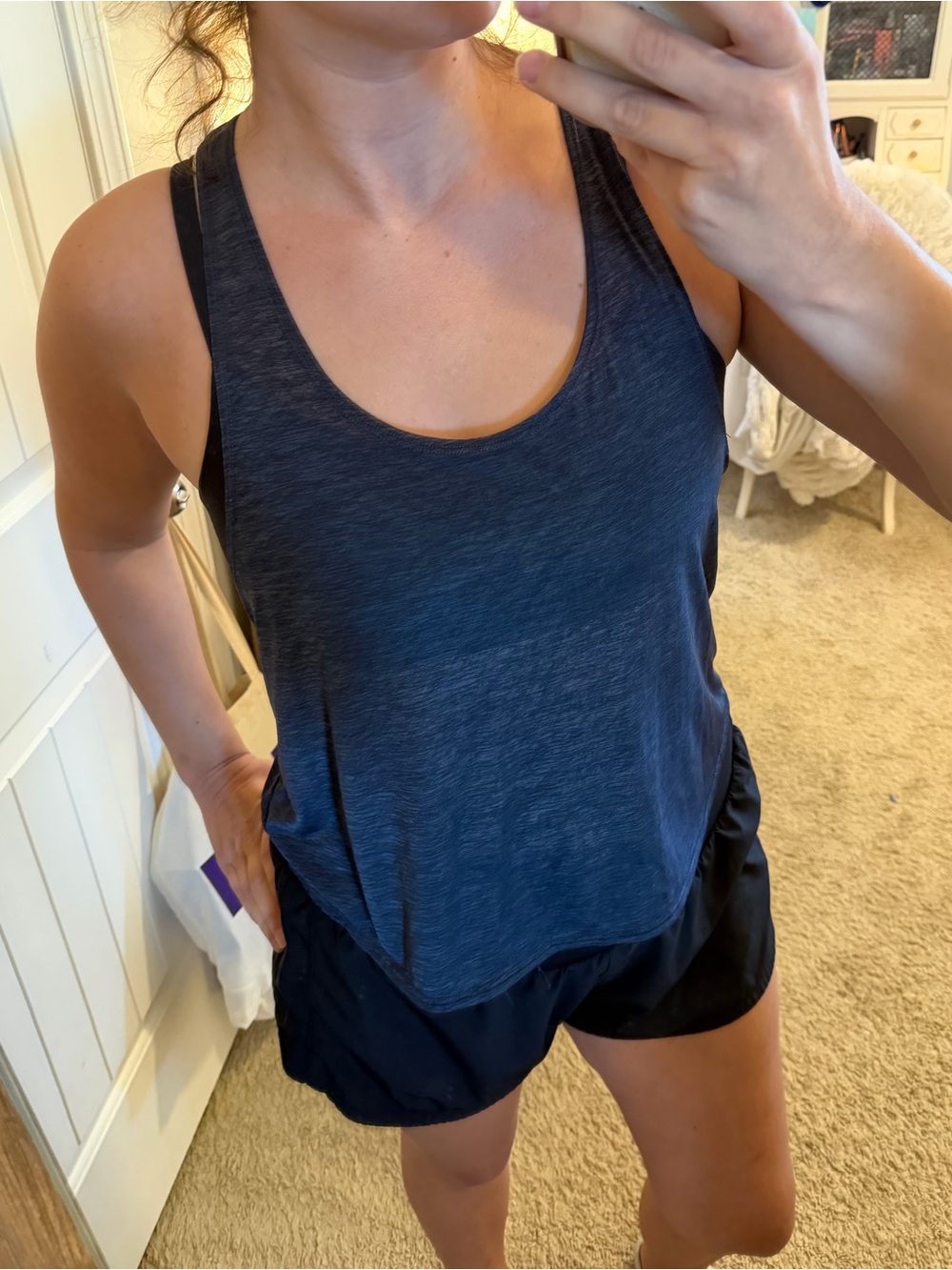 aerie Navy Blue Scoop Neck Athletic Tank